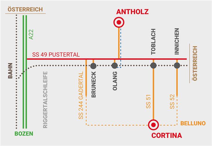 Mobilität und Lebensqualität im Pustertal und darüber hinaus zu verbessern, ist Ziel der Infrastrukturprojekte für Olympia 2026. (Bild: LPA/Mobilitätsressort)