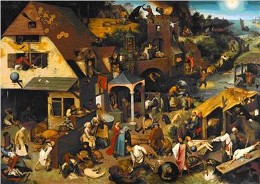 Tempo e denaro "Nel Cerchio dell'arte" - "Proverbi fiamminghi" di Pieter Brueghel il Vecchio