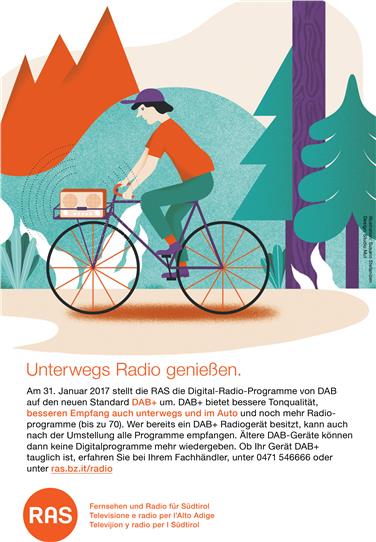 Mit 31. Jänner 2017 stellt RAS die Digitalprogramme auf DAB+ um: Illustration der Info-Kampagne