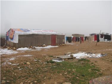 Flüchtlingsbehausungen in Jordanien, die nicht für die Kälte geschaffen sind. Foto: LPA/A.f.Kabinettsangelegenheiten