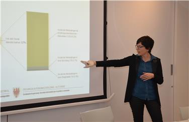 Amtsdirektorin Petra Frei (im Bild) und ihre Mitarbeiter informierten die Gemeindereferenten über Kinder- und Jugendschutz sowie soziale Inklusion in Südtirol.