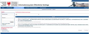 Die Seite des Elektronsichen Marktes in den Webseiten für die Öffentlichen Verträge. Screenshot: LPA