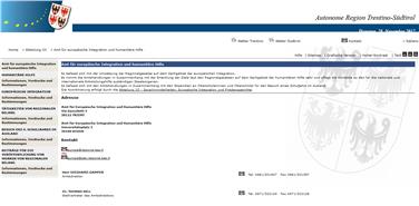 Die Webeseite des Regonalamtes für europäische Integration und humanitäre Hilfe.