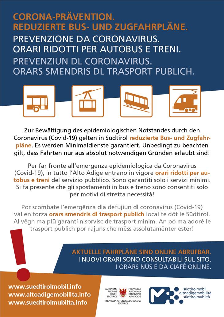 Orari ridotti per autobus e treni del servizio pubblico locale